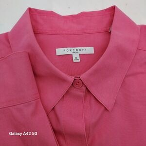 Foxcroft Women's Pink Non Iron Button Up Shirt Size 18 Shaped Fit